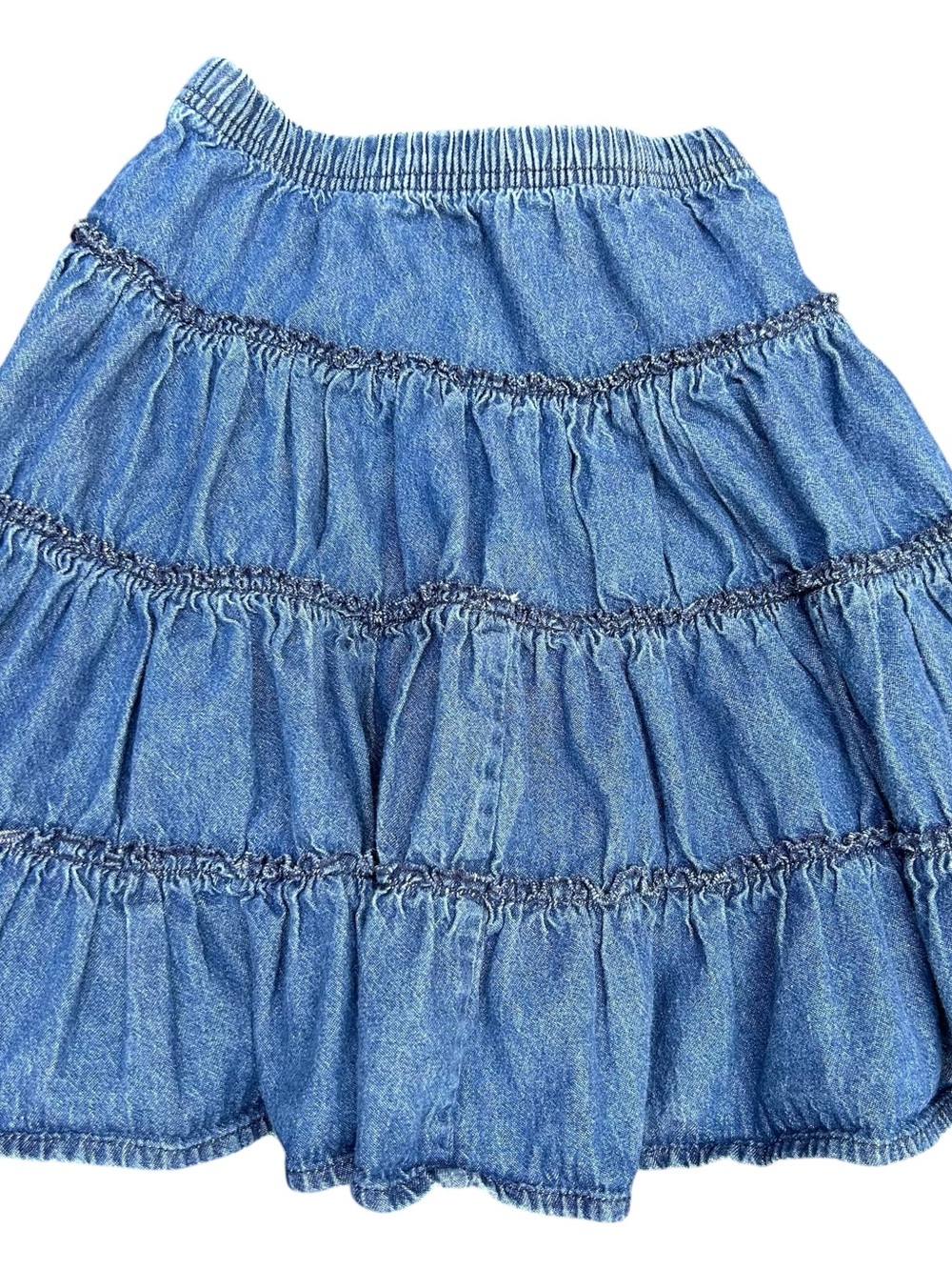 Hanna Andersson Blue Tiered Pull On Elastic Waist Denim Skirt - Picture 2 of 3